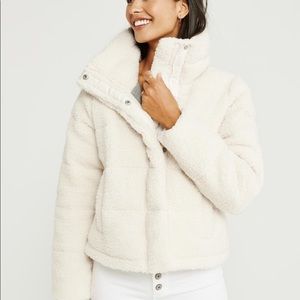 ABERCROMBIE MINI PUFFER OFF WHITE MEDIUM SHERPA